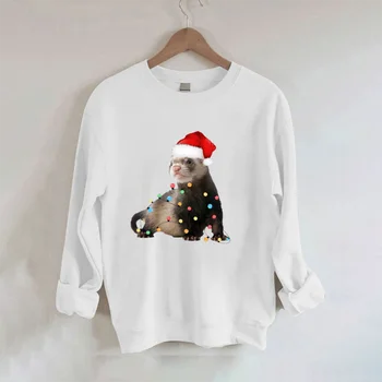  Fretka Zabawny Świąteczny Sweter Ze Zwierzętami Ładny Graficzny Modny Dres Z Nadrukiem Bluzy Vintage Meble Bluza Unisex Sweter