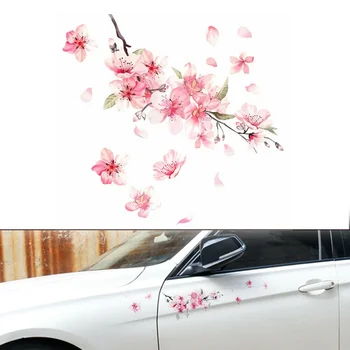  Różowy Kwiat Wiśni Kwiat Naklejki Do Samochodu Miłość Różowy Auto Winylu Deca Zderzak Okno dla Kobiet Tuning Samochodów, Akcesoria Do Stylizacji